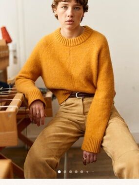 EUC Sezane Sama Mustard Crewneck Sweater
